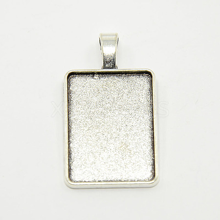 Tibetan Style Alloy Rectangle Pendant Cabochon Settings TIBEP-M021-A-05AS-RS-1