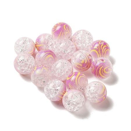 Duotone Spray Painted Crackle Acrylic Beads OACR-G029-02B-1