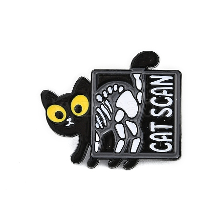 Cat with Word Cat Scan Enamel Pins JEWB-Q014-03B-1