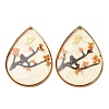 Brass & Transparent Epoxy Resin & Dried Flower Pendants RESI-G133-03G-04-1