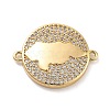 Rack Plating Brass Micro Pave Clear Cubic Zirconia Honduras Map Links Connector Charms KK-C063-23G-1