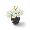 Resin Glass Seed Beaded Flower Pendants PALLOY-MZ01106-02-1