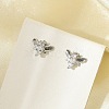 Brass Micro Pave Clear Cubic Zirconia Stud Earrings EJEW-R016-26P-11-2