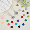 2Pcs 2 Styles Stainless Steel Flat Round with Flower Essential Oil Diffuser Locket Pendant Necklaces for Women NJEW-HS0001-17-5