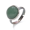 Half Round Natural Green Aventurine Finger Rings RJEW-M062-01P-21-2