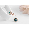 Flat Round Real 18K Rose Gold Plated Fashion Eco-Friendly Alloy Czech Rhinestonee Ear Studs EJEW-AA00206-05-3
