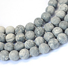 Frosted Natural Polychrome Jasper/Picasso Stone/Picasso Jasper Beads Strands LS-G-E334-6mm-24-1