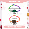 FIBLOOM 4Pcs 4 Style Cat & Dinosaur Alloy Link Bracelets Set with Rubber BJEW-FI0001-55-2