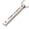 304 Stainless Steel Ball Chain Rectangle Pendant Necklaces NJEW-K273-05P-2