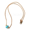 Rondelle Synthetic Turquoise European Bead Cowhide Leather Cord Choker Necklaces NJEW-JN04984-4