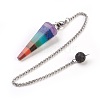 Natural/Synthetic Mixed Stone Chakra Hexagonal Pointed Dowsing Pendulums PALLOY-JF00350-1