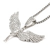 Angel Shape Rhinestone Pendant Necklace with Zinc Alloy Box Chains NJEW-G118-03P-1