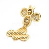 Brass Micro Pave Cubic Zirconia Slide Charms ZIRC-G147-17-NR-4