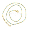 Brass Enamel Column Link Chain Necklaces NJEW-H039-04A-02G-2