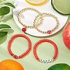 4Pcs 4 Styles Disc Handmade Polymer Clay & Golden Electroplate Non-magnetic Synthetic Hematite Beads Beaded Stretch Bracelets for Women BJEW-JB11380-2