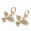 Brass Micro Pave Colorful Cubic Zirconia Dangle Hoop Earrings EJEW-S208-072-2