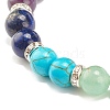 Natural & Synthetic Mixed Gemstone Round Beaded Stretch Bracelet with Alloy Star with Tree BJEW-JB07868-5