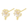 Brass Micro Pave Clear Cubic Zirconia Stud Earring Findings KK-Z099-02G-01-1