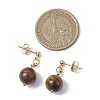 Natural Tiger Eye Round Beads & 304 Stainless Steel Components Dangle Earrings for Women EJEW-JE06231-02-3