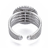 304 Stainless Steel Open Cuff Finger Ring Cabochon Settings STAS-T060-06-3