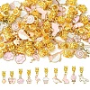 50Pcs 10 Styles Alloy Pink Enamel European Dangle Charms ENAM-CJ0005-49-1