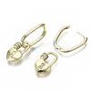 Brass Micro Pave Clear Cubic Zirconia Dangle Huggie Hoop Earrings EJEW-S201-218-NF-4