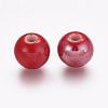 Pearlized Red Handmade Porcelain Round Beads X-PORC-D001-10mm-15-2