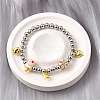 Brass Enamel Round Beads Charm Bracelets for Women BJEW-D317-11E-PG-1