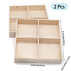 2Pcs 4 Grids Square Wooden Display Trays for Jewelry AJEW-DJ0001-94A-2