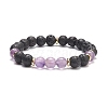 7Pcs 7 Style Natural Mixed Gemstone & Lava Rock Round Beaded Stretch Bracelets Set BJEW-JB08914-2