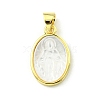 Rack Plating Brass Pave Natural Shell Pendants KK-A204-01A-01G-1