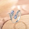 Teardrop & Dragonfly Bohemian Style Zinc Alloy with Natural Moonstone Cuff Rings for Women FS-WGB4FBF-01-1