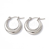 Tarnish Resistant 201 Stainless Steel Hoop Earrings with 304 Stainless Steel Pins for Women X-EJEW-B016-06P-1