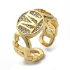 Brass Micro Pave Clear Cubic Zirconia Open Cuff Rings for Women RJEW-K289-02G-M-4