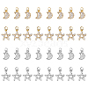   Moon & Star Brass Micro Pave Clear Cubic Zirconia Charms ZIRC-PH0001-13-1