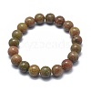 Natural Unakite Bead Stretch Bracelets X-BJEW-K212-A-042-2