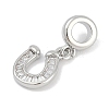 Brass Clear Cubic Zirconia Horseshoe European Dangle Charms KK-Q028-56P-2