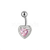 304 Stainless Steel Micro Pave Cubic Zirconia Belly Rings WG5C1DA-06-3