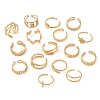 Ion Plating(IP) 304 Stainless Steel Open Cuff Rings for Women RJEW-Z057-10G-1