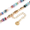 Rondelle Natural Agate & Pearl & Brass Beaded Necklaces for Women NJEW-T017-02G-3