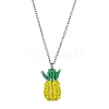 Pineapple Woven Glass Seed Beads Pendant Necklaces NJEW-JN05032-1