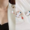 2Pcs 2 Style Cat and Fish Enamel Pin JEWB-SZ0001-76-7