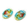 Natural Freshwater Shell Double Face Printed Oval Charms SHEL-T020-05B-2