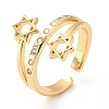 Clear Cubic Zirconia Star of David Cuff Ring RJEW-M142-03G-1