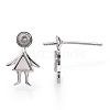 Rhodium Plated 925 Sterling Silver Stud Earring Findings STER-T004-39P-3