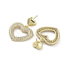 Hollow Heart Brass with Cubic Zirconia Stud Earrings EJEW-Q811-33G-2