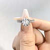 Rhodium Plated 925 Sterling Silver Pave 8.2x4.9mm Moissanite Finger Rings for Women WG36A3D-06-3