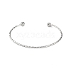 Non-Tarnish 304 Stainless Steel Textured Open Cuff Bangles for Women BJEW-S155-03P-2