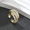 Rack Plating Teardrop Brass Micro Pave Clear Cubic Zirconia Open Cuff Finger Rings for Women RJEW-M028-80G-4