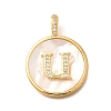 Rack Plating Brass Micro Pave Clear Cubic Zirconia Pendants with Shell KK-M309-42G-U-1